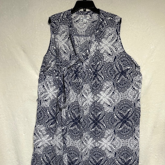 Old Navy Women's Dress 3X Rayon Sleeveless Blue Paisley Swimsuit Cover w/Tie-up - Picture 2 of 10